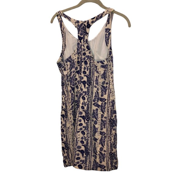 rebecca minkoff blue white zebra stripe paisley bird print SILK shift dr… - Picture 5 of 6